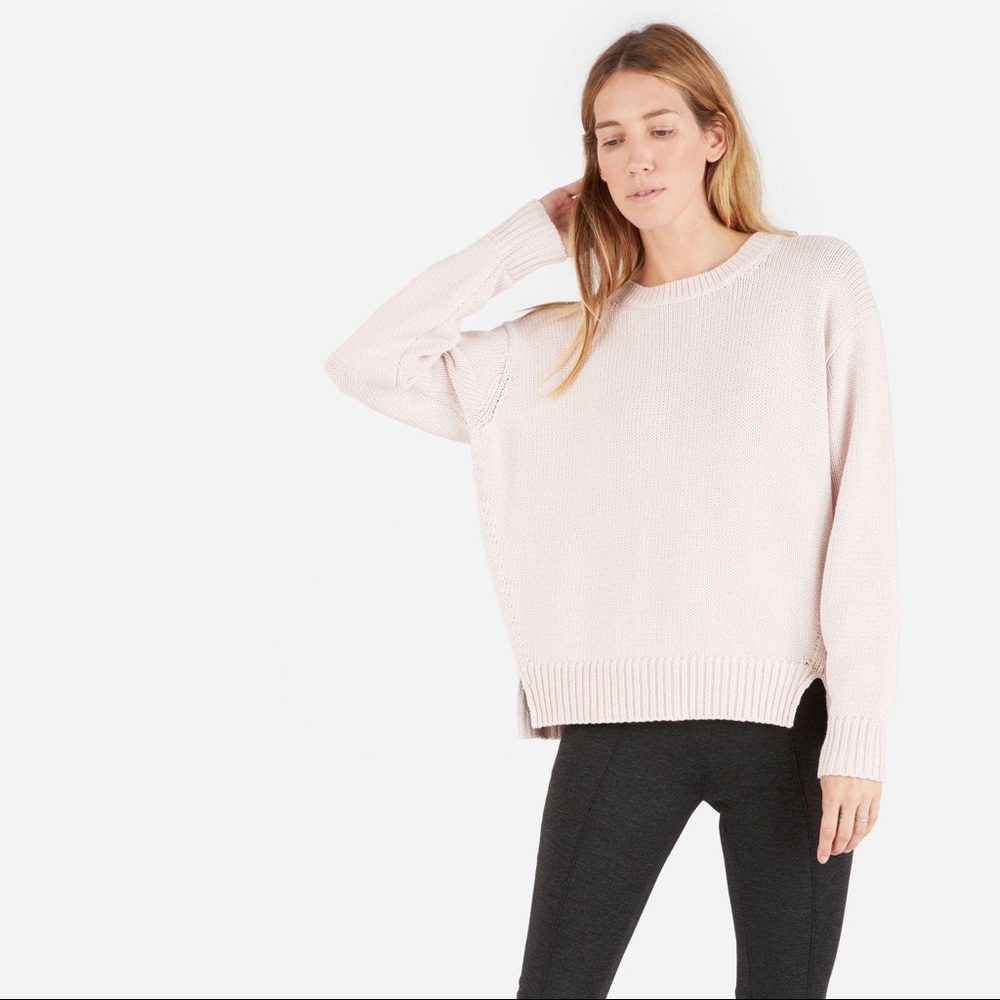Everlane Pale Pink Chunky Knit Cotton Sweater